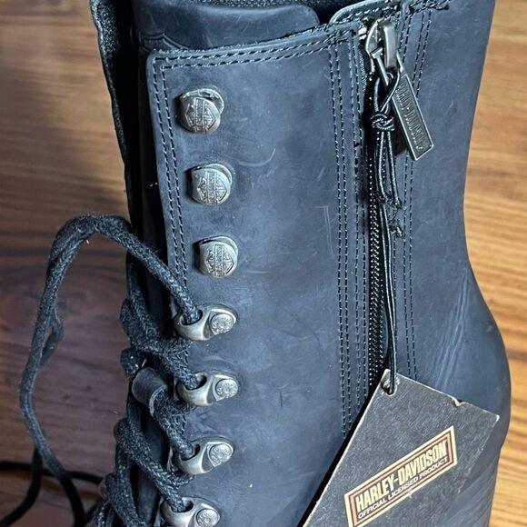Harley Davidson Women’s Black 7” Lace Up D84701 Seneca Motorcycle Boot - Picture 5 of 9